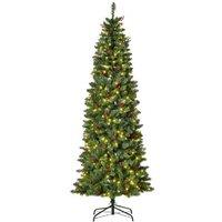 7ft Pre-Lit Artificial Pencil Christmas Tree with Warm LED Lights & Berries