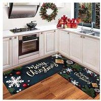 2Pcs Christmas Non-Slip Kitchen Door Mat