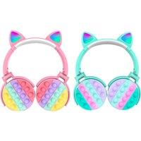 Rainbow Pop-On-It Fidget Bluetooth Headphones - Pink Or Blue