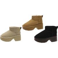 Unisex Brown Designer Inspired Platform Snow Boots - 5 Sizes & 3 Colours