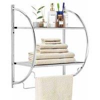 Elegant Iron 2-Tier Wall-Mounted Towel & Blanket Rack - Space-Saving Bedroom Storage, Modern Silver Finish