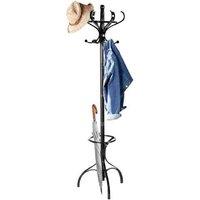 Solid Birch & Poplar Scandi Coat Stand - 12-Hook Bedroom Clothes & Hat Rack with Umbrella Holder, Compact Storage