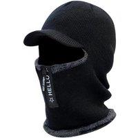 Unisex Black Unisex Fleece Lined Thermal Zip-Up Hat Neck Warmer - 3 Colours