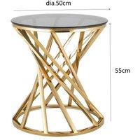 Contemporary Spiral Metal & Glass Side Table - Compact Living Room Accent