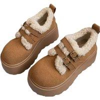 Camel Women's Fleece Lined Platform Winter Boots - Water-Resistant PU, Chunky Sole, Cosy Comfort