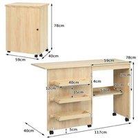 Folding MDF Storage Work Table - Contemporary Multi-Functional Living Room Desk, Space-Saving Storage, Lockable Wheels