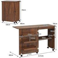 Folding MDF Storage Table - Space-Saving Living Room Desk with Shelves, Contemporary Style