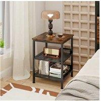 Elegant 3-Tier End Table - Vintage Woodgrain, Metal Frame, Compact Living Room Side Table