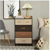 Chic Vertical Fabric Drawer Storage Tower - 5-Drawer Modular Organiser, Steel Frame, Modern Minimalist