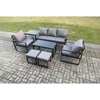 7-Seater Aluminium Sofa Set with Coffee Table & Armchairs