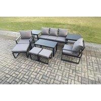 Modern Aluminium 8-Seater Garden Sofa Set with Coffee & Side Tables