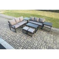 Aluminium Garden Sofa Set with Coffee Table & Footstools - Weather-Resistant, Modern 4-Seater