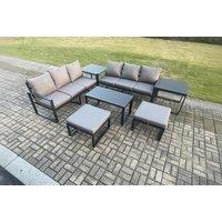 Aluminium Garden Sofa Set with Coffee Table & Footstools
