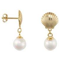 Elk & Bloom Elegant Gold Shell Pearl Mermaid Studs - Gift Box Option!