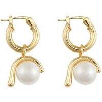 Elk & Bloom Glamorous Chunky 14K Gold Pearl Hoop Earrings - Gift Box Option!
