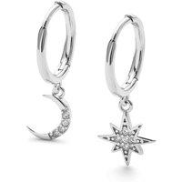 Elk & Bloom Sparkling Silver Star & Crescent Moon Earrings - Gift Box Option!