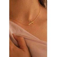 Elk & Bloom Elegant 14K Gold Cross Choker Necklace - Gift Box Option!