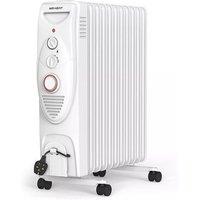 2500W Electric Oil-Filled Radiator - 11 Fin Thermostat & Portable Design