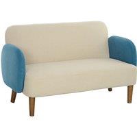 Retro Velvet 2-Seater Sofa - Mid-Century Style, Blue or Orange, Compact