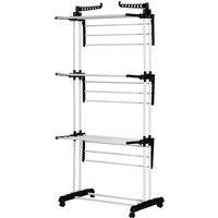 4-Tier Foldable Steel Clothes Drying Rack, Black or Blue