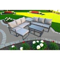 Aluminium Outdoor Sofa Set with Coffee Table & Footstools