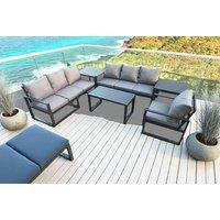 Modern Aluminium 7-Seater Sofa Set with Coffee & Side Tables