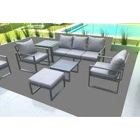 Aluminium Outdoor Sofa Set - Weather-Resistant Modern 6-Seater with Coffee Table & Footstool