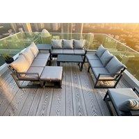 Modern Aluminium 6-Seater Outdoor Sofa Set with Coffee & Side Tables