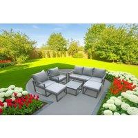 7-Seater Aluminium Garden Sofa Set with Coffee Table - Weather-Resistant, Modern, Cushioned