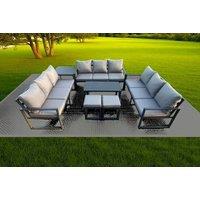 Modern Aluminium Weather-Resistant 7-Seater Outdoor Sofa Set with Coffee Table & Footstools