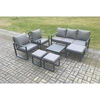 Aluminium Outdoor Sofa Set with Square Coffee Table & Chairs