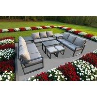 Modern Aluminium 8-Seater Outdoor Sofa Set with Coffee Table - Weather-Resistant Garden Lounge