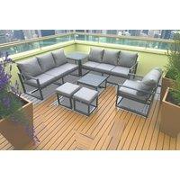 Aluminium Garden Sofa Set with Coffee Table & Footstools