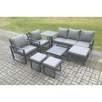 Aluminium 8-Seater Sofa Set with Coffee Table & Footstools
