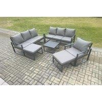 Modern Aluminium 9-Seater Sofa Set with Coffee Table & Footstools