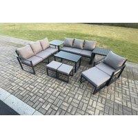 Modern Aluminium 10-Seater Outdoor Sofa Set - Weather-Resistant Garden Lounge with Coffee Table & Armchair
