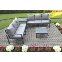 Modern Aluminium 6-Seater Outdoor Sofa Set with Coffee Tables - Weather-Resistant, Handmade