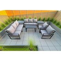 Modern Aluminium 8-Seater Outdoor Sofa Set with Coffee Table - Weather-Resistant Garden Furniture