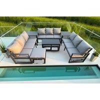 Modern Aluminium 9-Seater Outdoor Sofa Set with Coffee & Side Tables