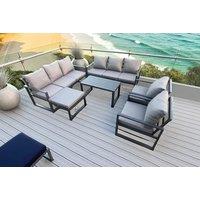 9-Seater Aluminium Outdoor Sofa Set - Modern Garden Lounge with Coffee Table