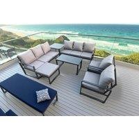 Modern Aluminium 7-Seater Garden Sofa Set with Coffee Tables