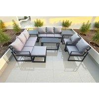 9-Seater Aluminium Garden Sofa Set - Weather-Resistant, Modern Outdoor Lounge
