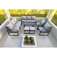 Modern Aluminium 10-Seater Outdoor Sofa Set with Coffee Table - Weather-Resistant Garden Lounge