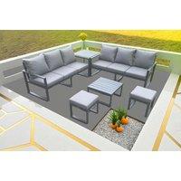 Aluminium Outdoor Sofa Set - Modern 6-Seater Garden Lounge with Coffee & Side Table