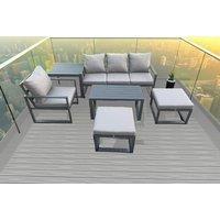 Aluminium 6-Seater Garden Set with Sofa, Armchair & Tables