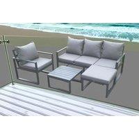Modern Aluminium Garden Sofa Set with Coffee Table & Footstool
