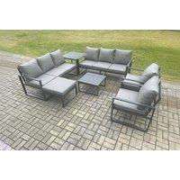 Modern 9-Seater Aluminium Outdoor Lounge Set with Coffee Table