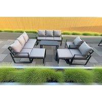 Aluminium Garden Sofa Set with Coffee Table & Footstools