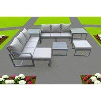 Modern Aluminium Outdoor Sofa Set - 7 Seater, Weather-Resistant, Coffee & Side Tables