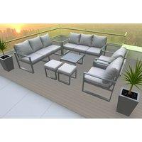 Modern Aluminium Garden Sofa Set with Coffee Table & Footstools